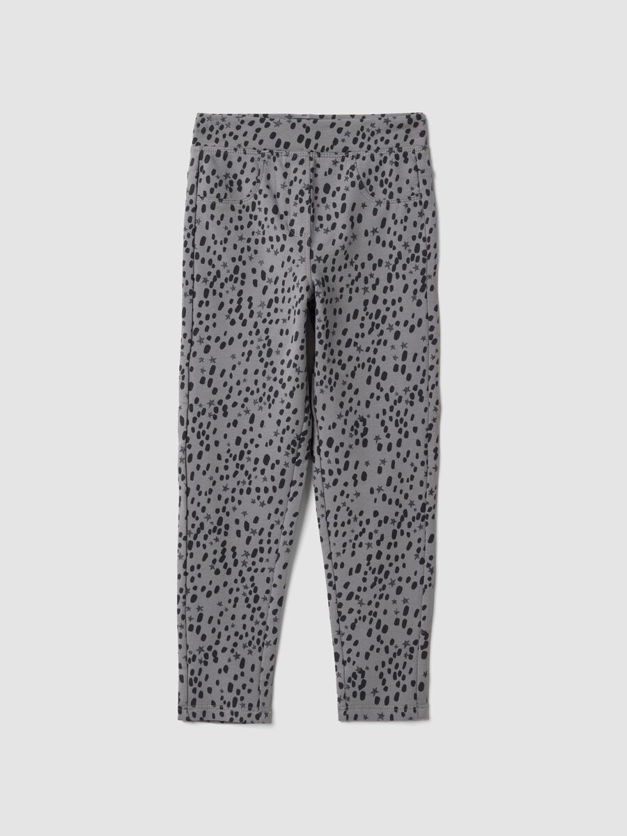 Grey skinny stretch organic cotton treggings for girls_0