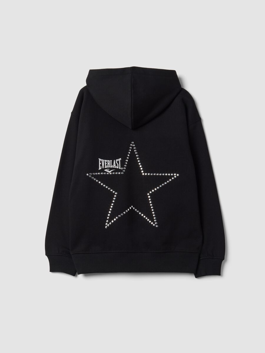 Girls&rsquo; black cotton-blend zip hoodie, regular fit_1
