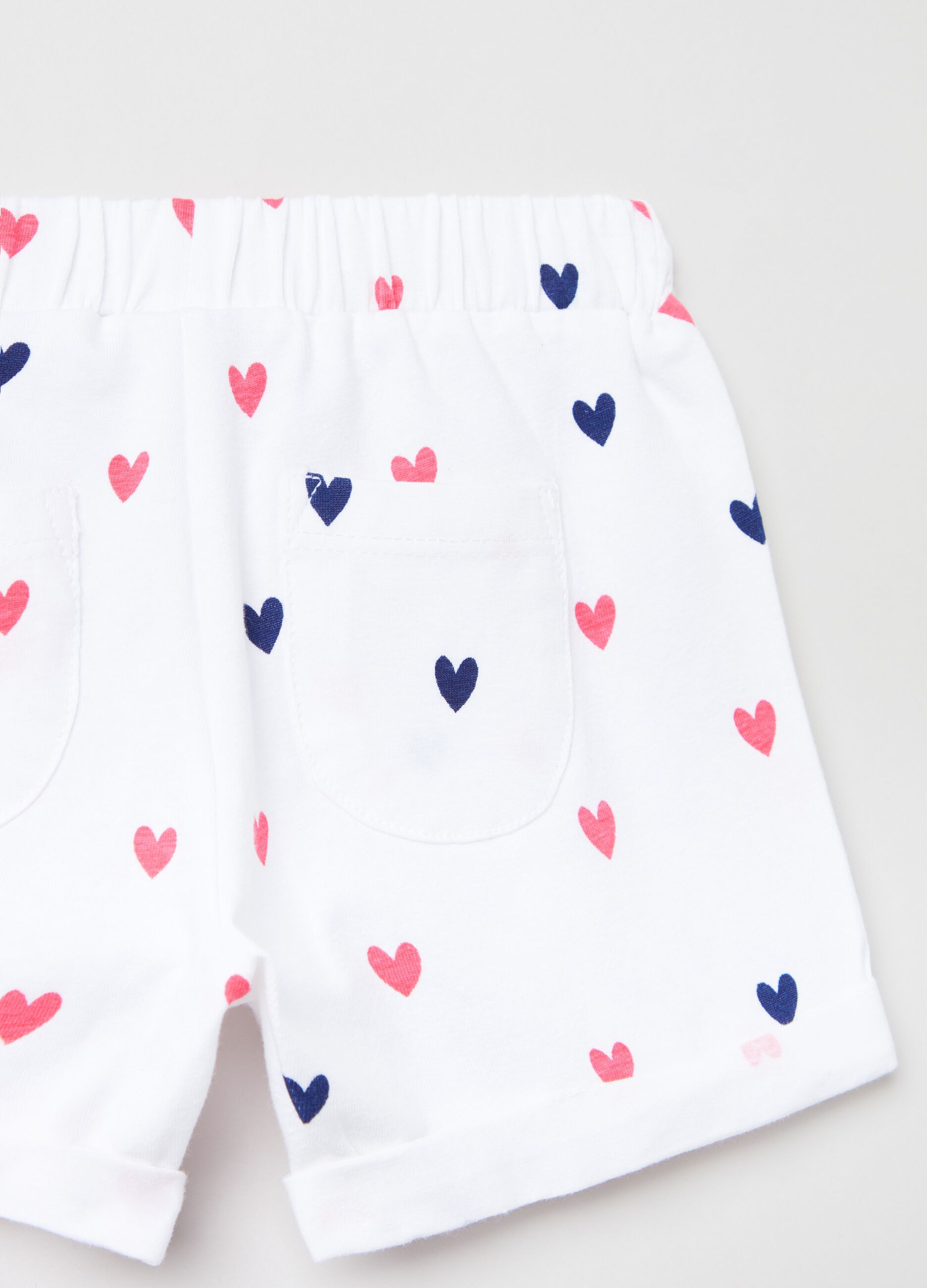 Two-pack shorts in jersey with print and frills