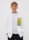White pure-cotton hooded sweatshirt with Simpsons print for boys_0