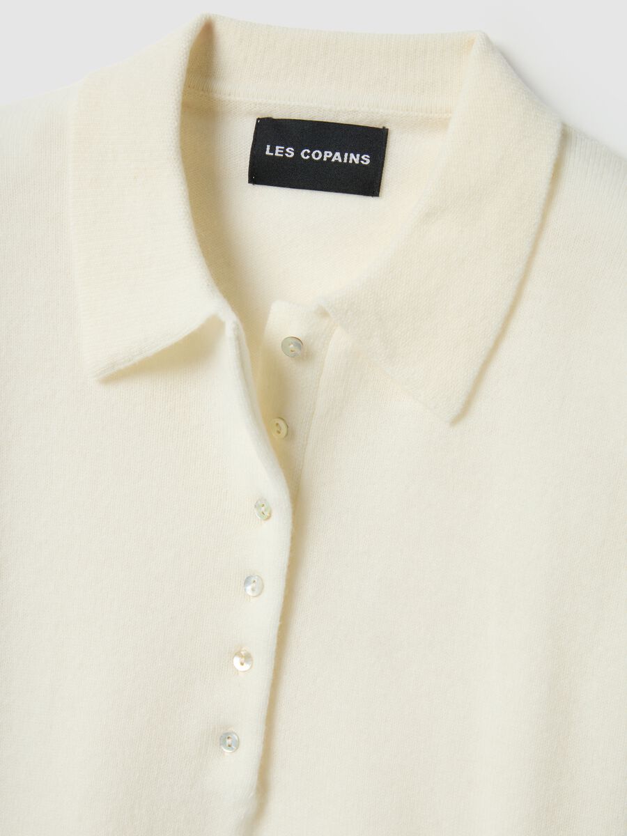 White pure wool polo neck regular fit sweater_5