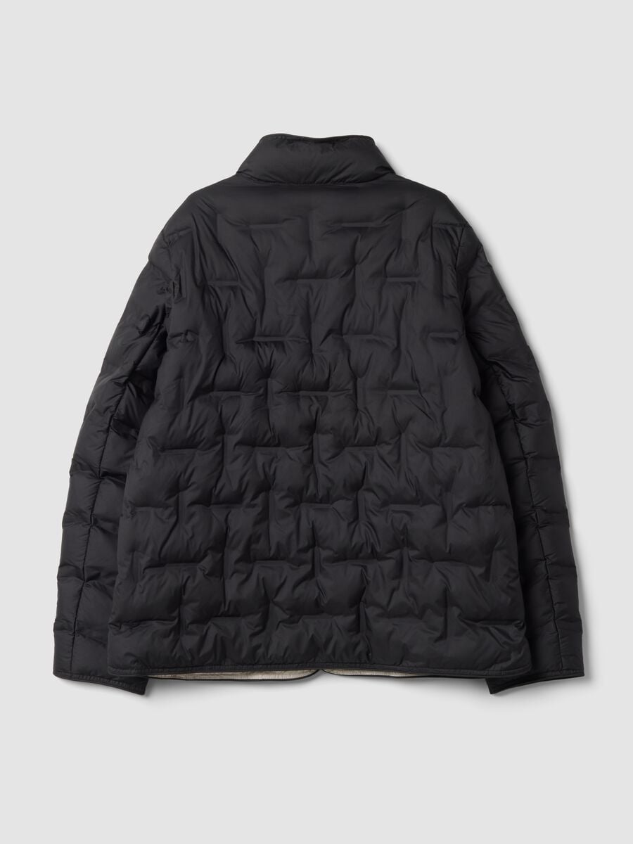 Giacca nera imbottita regular fit con collo alto_2