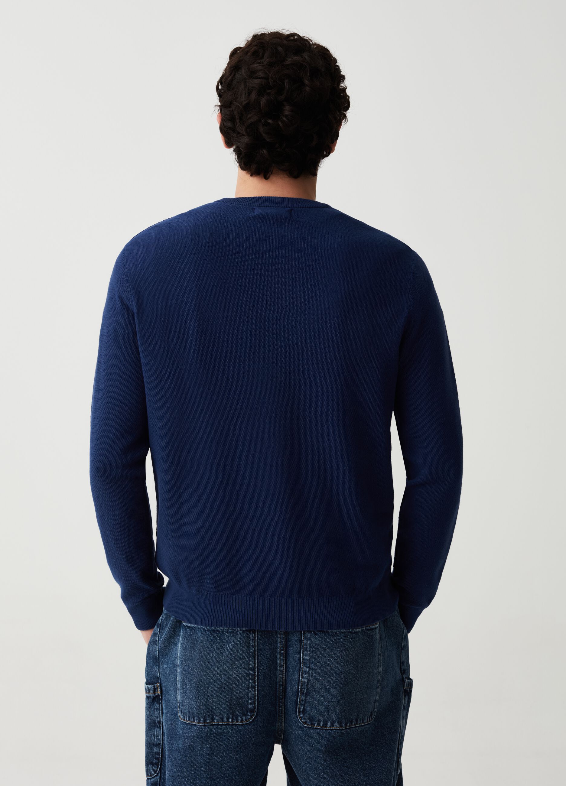 Cotton pullover with round neck