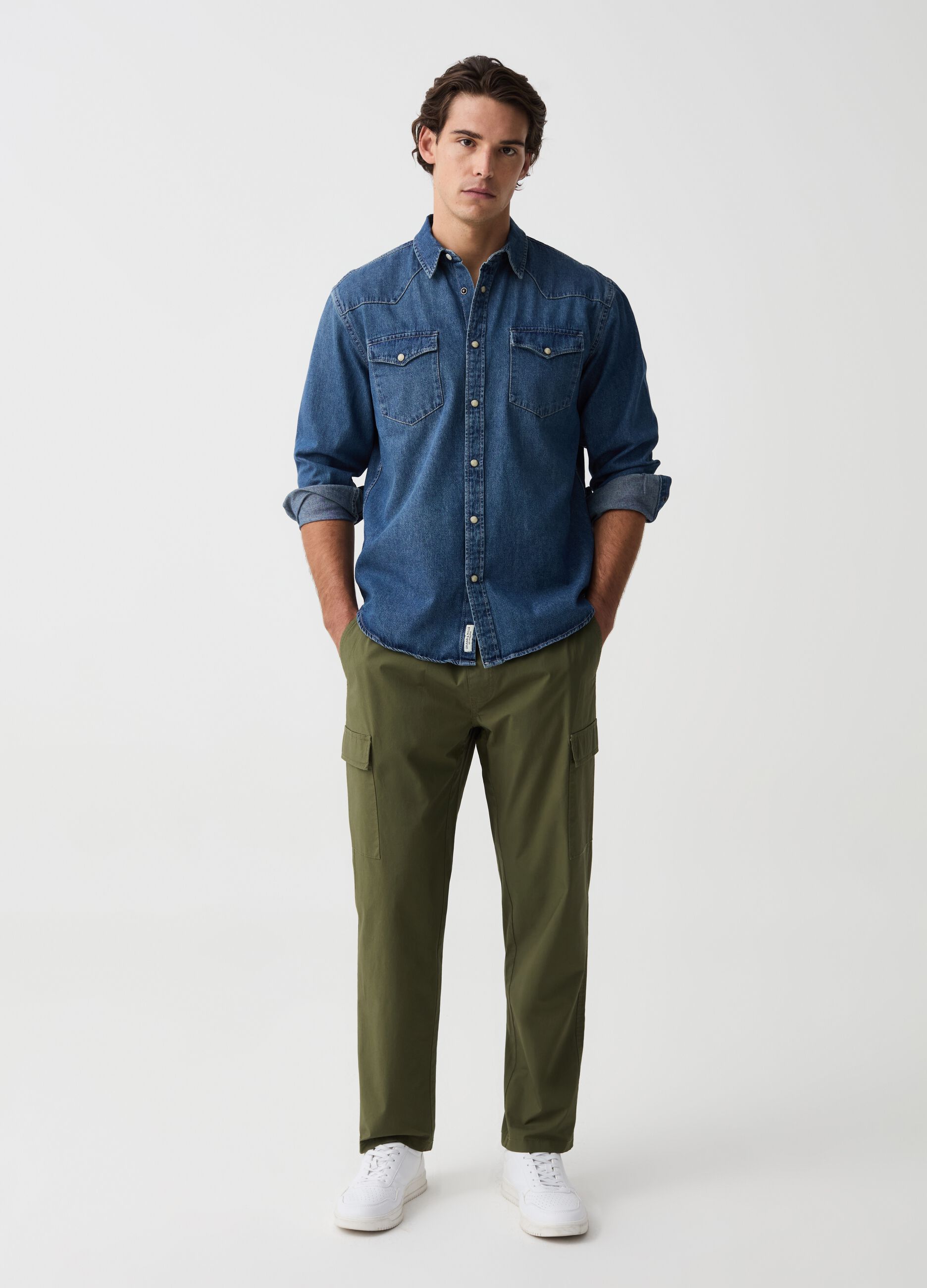 Cargo trousers in stretch cotton