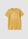 T-shirt gialla in puro cotone a maniche corte da ragazzo con stampa_3