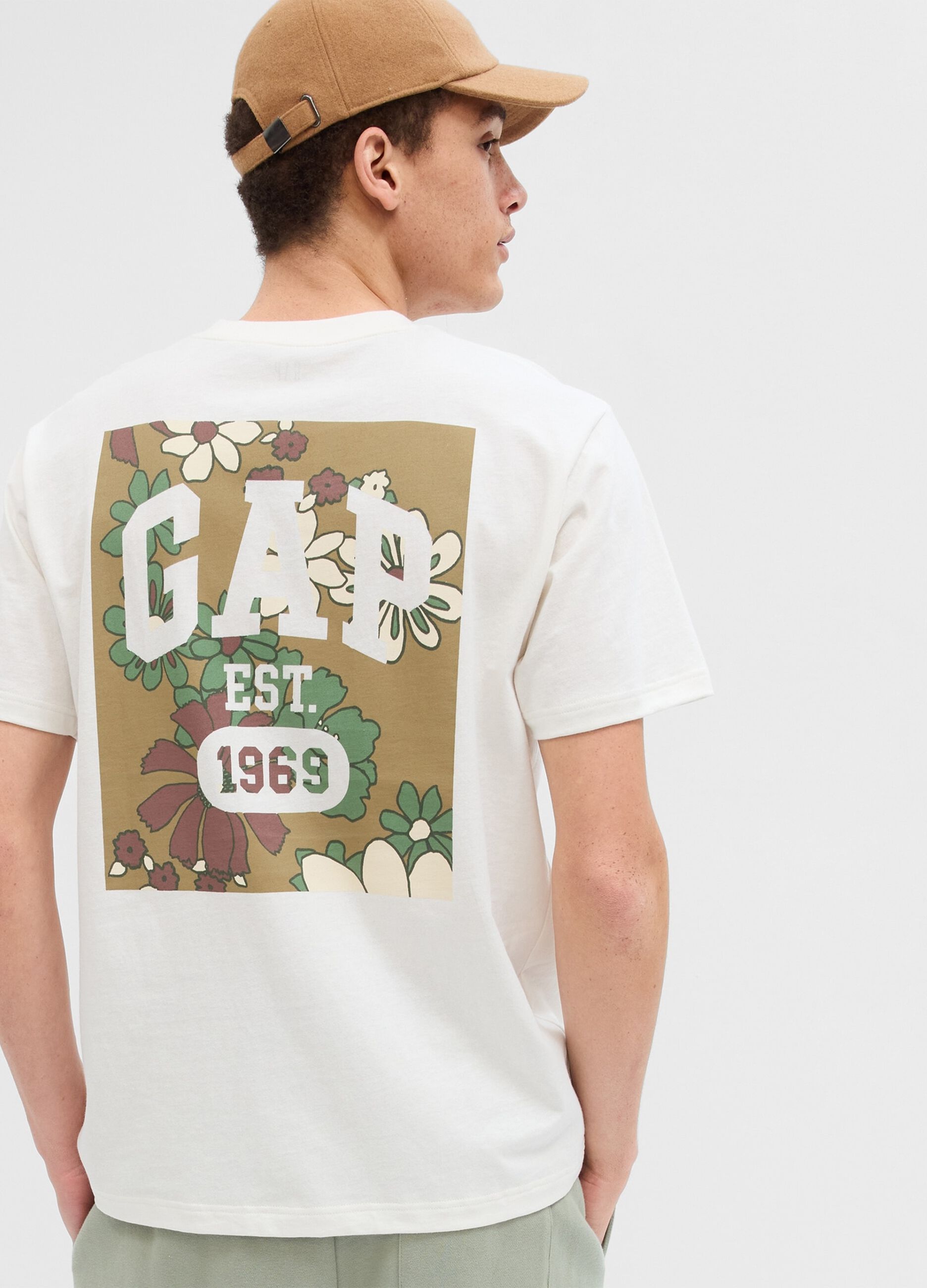 T-shirt stampa floreale con logo