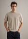 Short-sleeve beige cotton, linen, and silk blend regular fit t-shirt_0