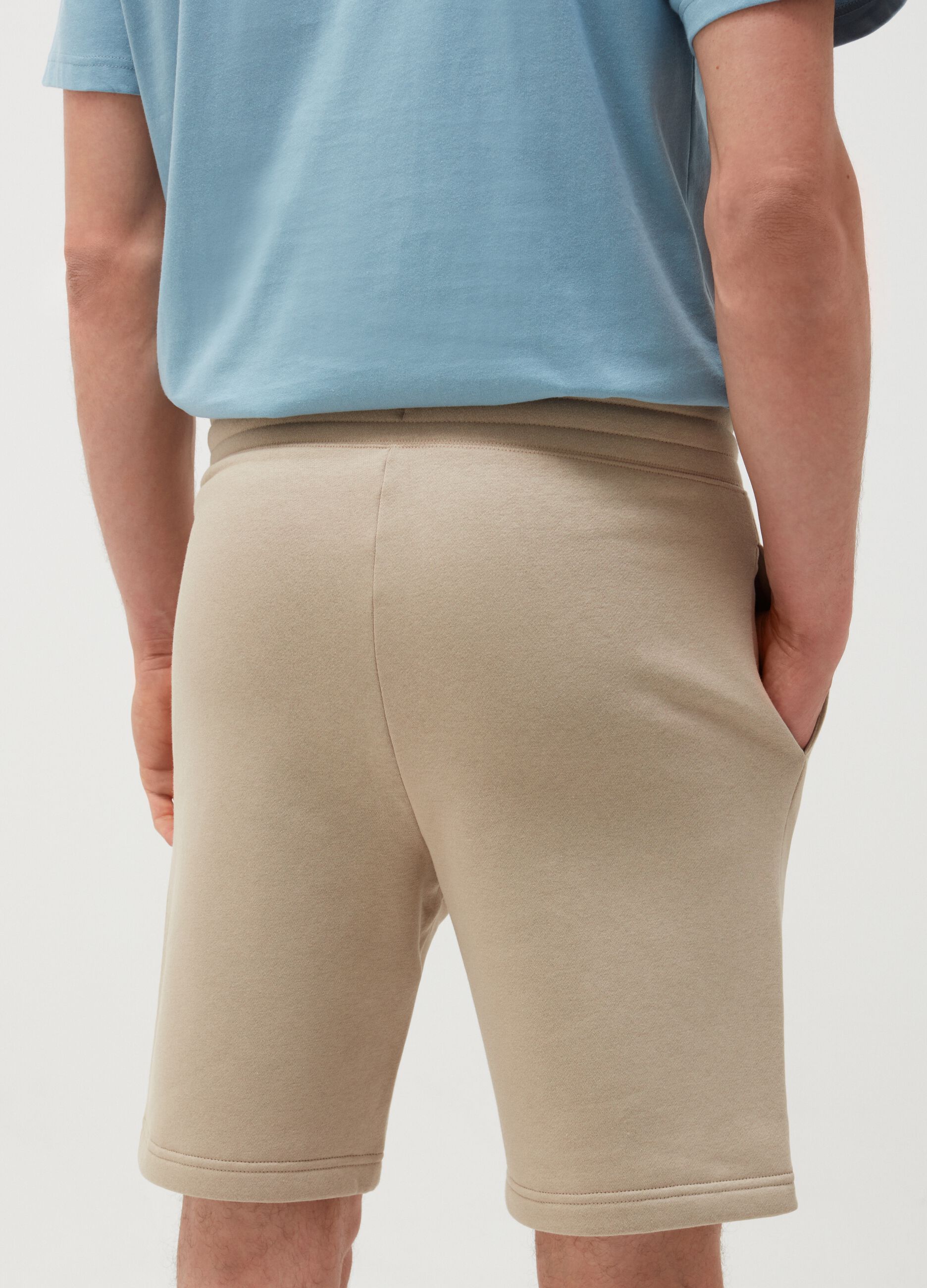 Plush Bermuda shorts with logo print