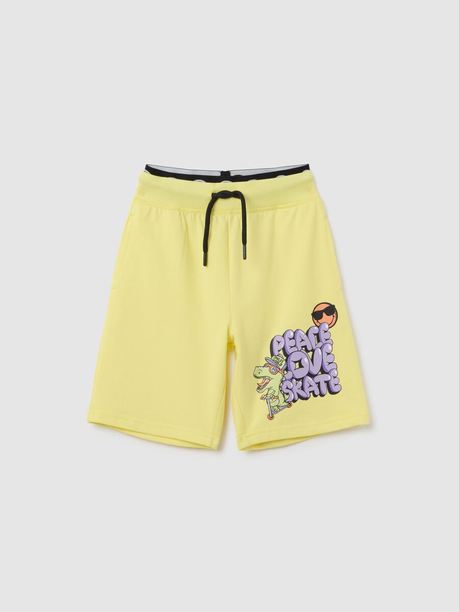 Yellow children's cotton shorts with print_0