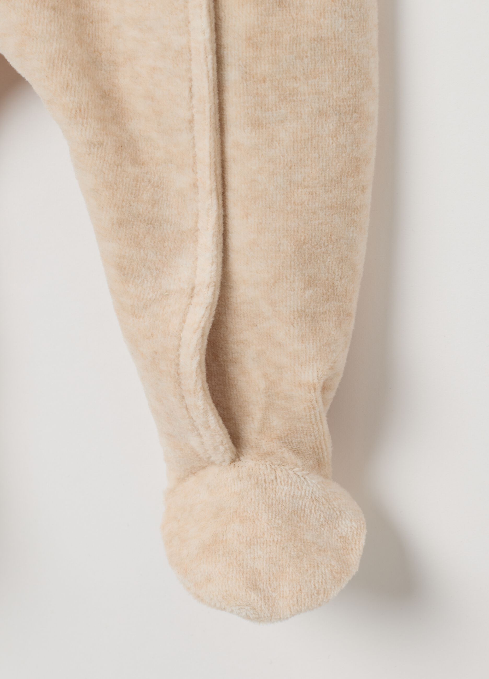 Beige Cotton Blend Baby Romper with Snap Closure