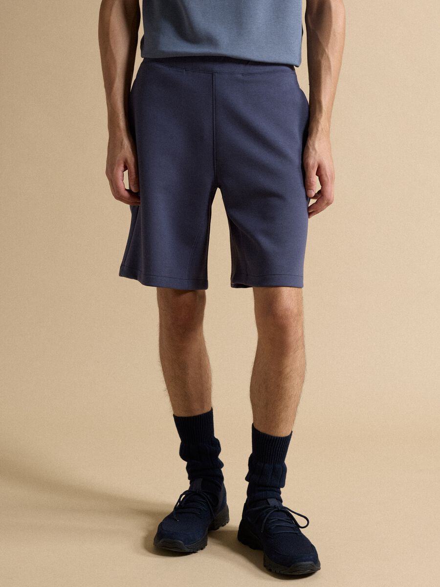 Shorts blu traspiranti in tessuto elasticizzato 2 Way Stretch_1