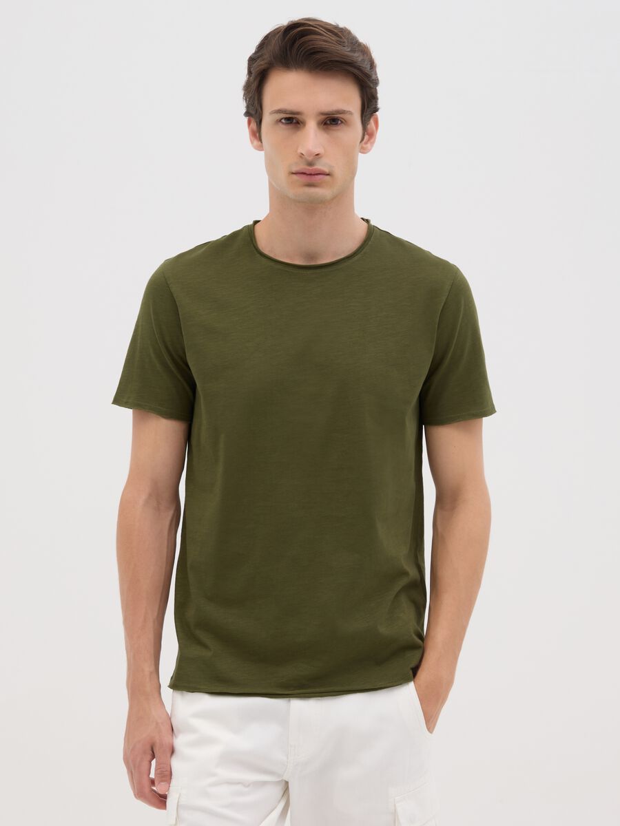 Men's green pure cotton regular fit T-shirt_0