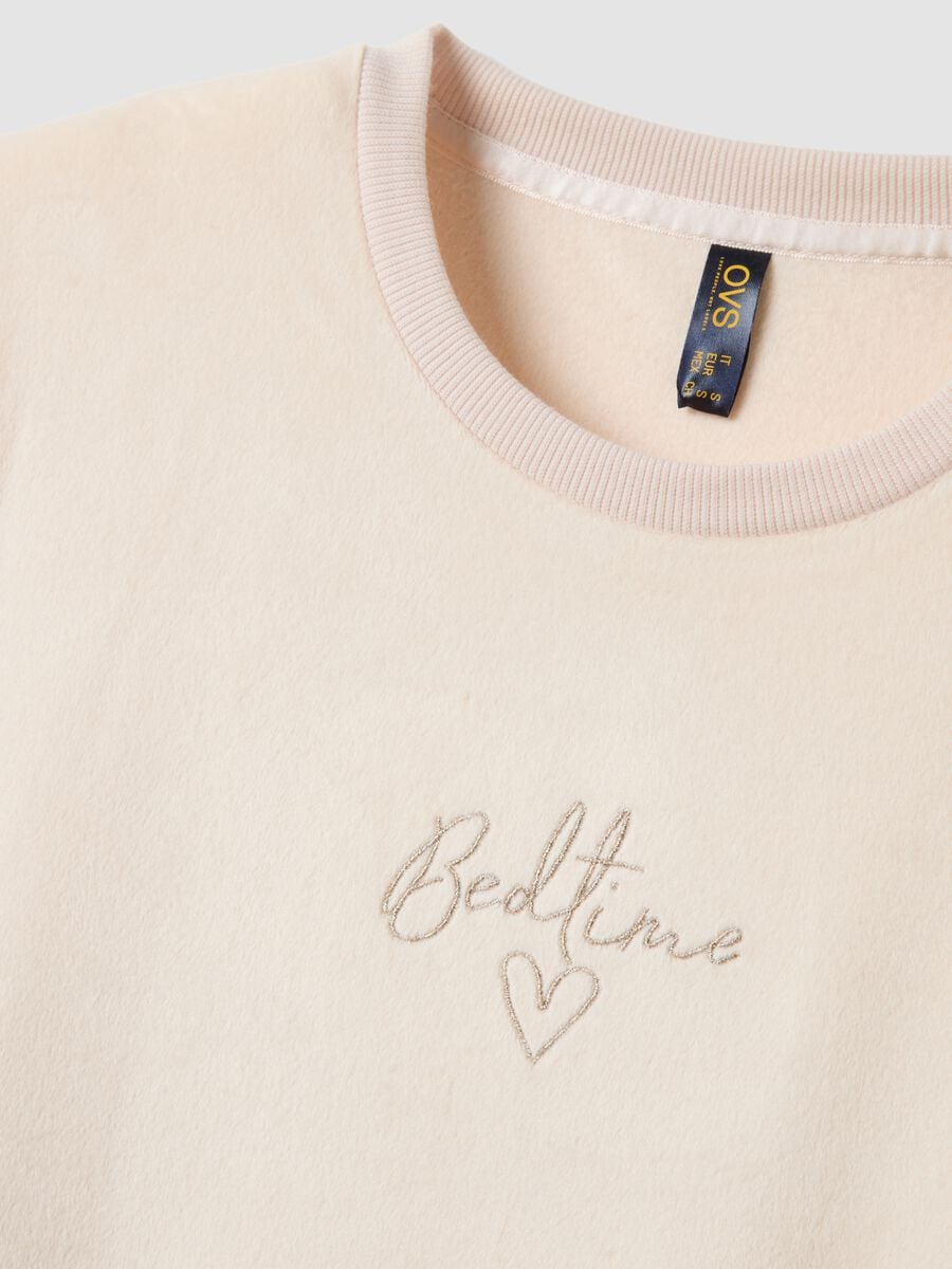 White stretch chenille crew-neck pyjama top_1