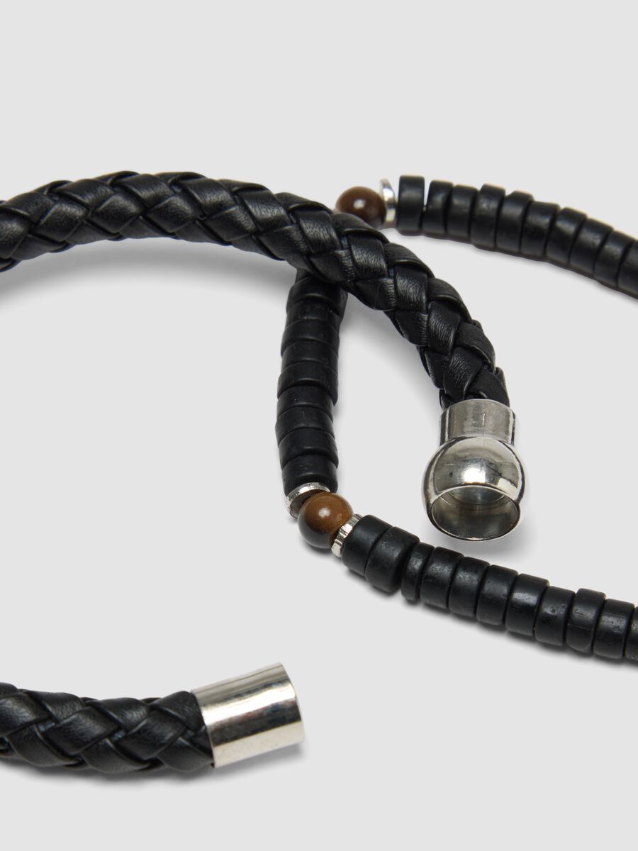 Pack of black woven and beaded bracelets_2