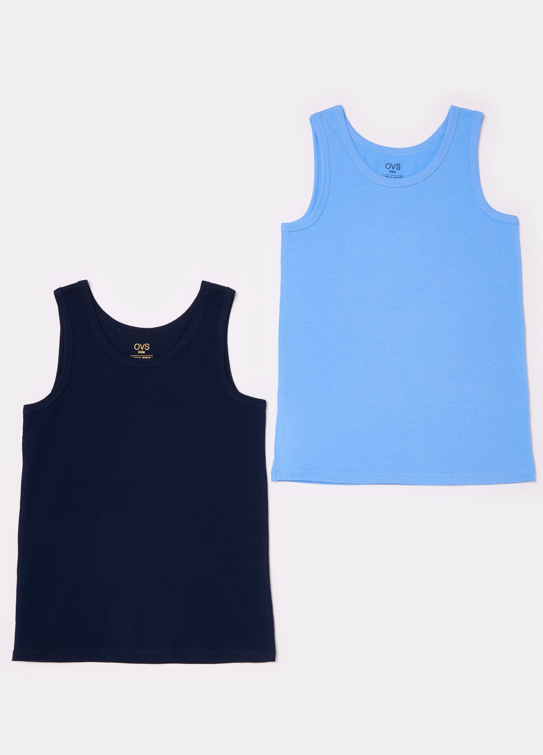 Two-pack solid colour racerback vests in cotton