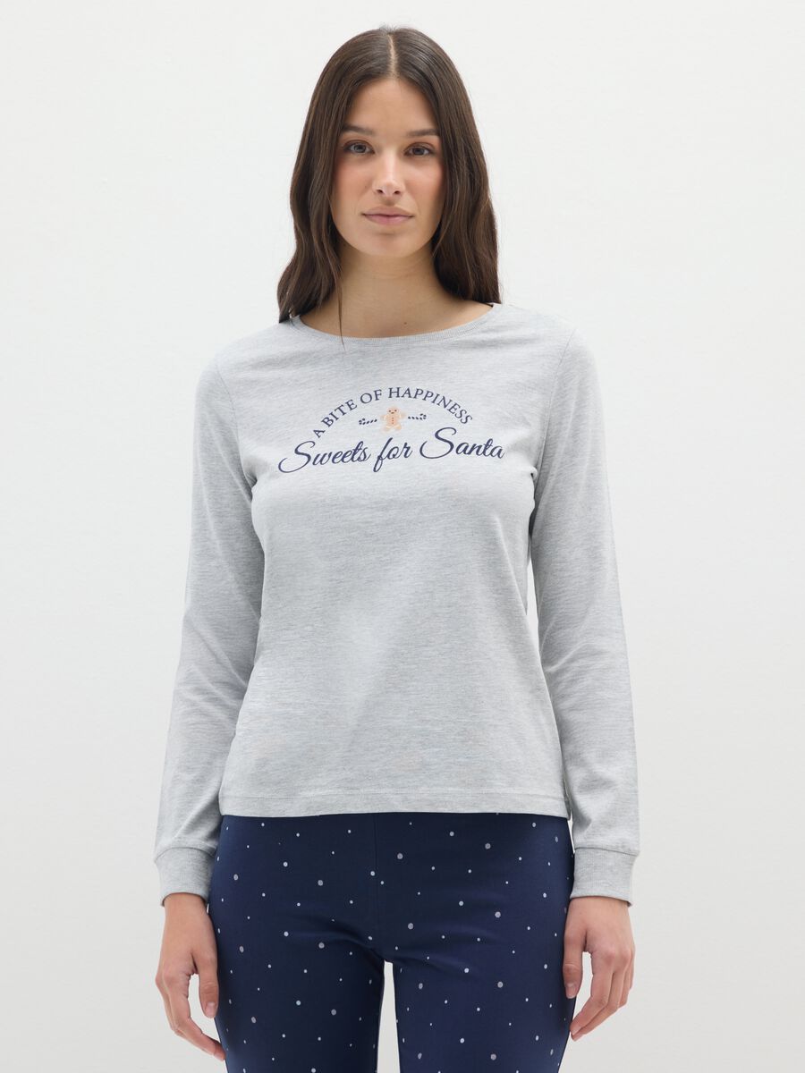 Multicolour regular fit cotton blend pyjamas with polka dots_1