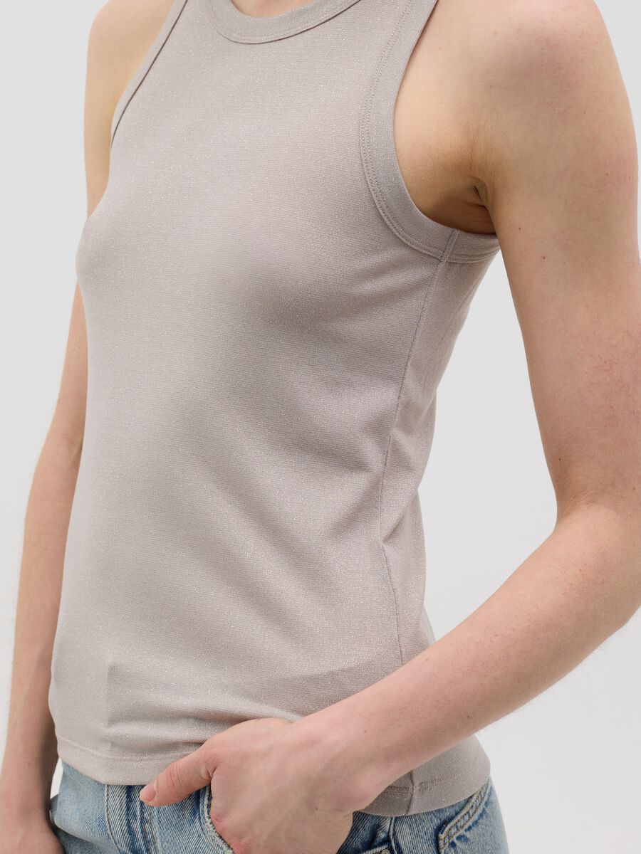 Beige tank top in stretchy fabric with metallic fibres by Ovs_3