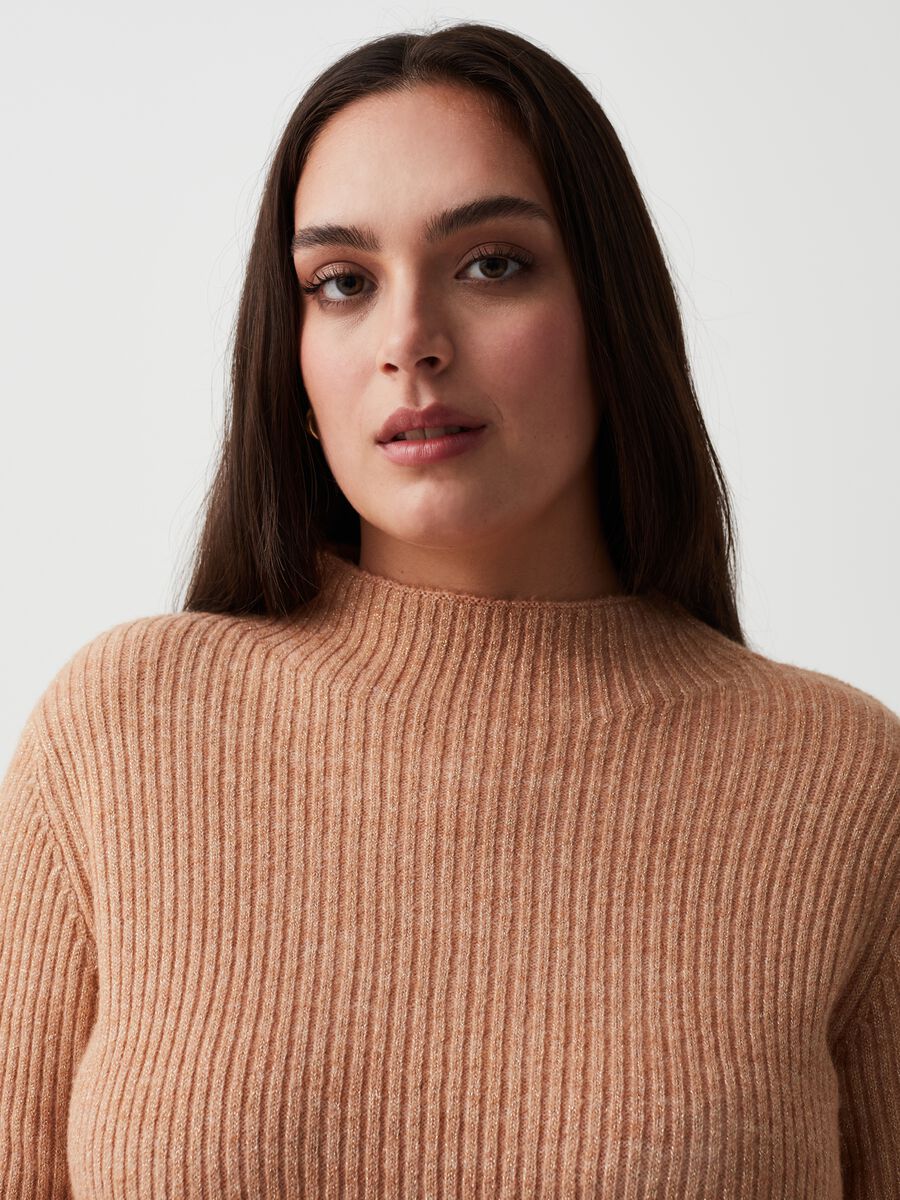 Maglia in lurex a coste con spacchi Curvy_1