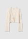 White pure cotton cardigan with regular fit and perforated design_4