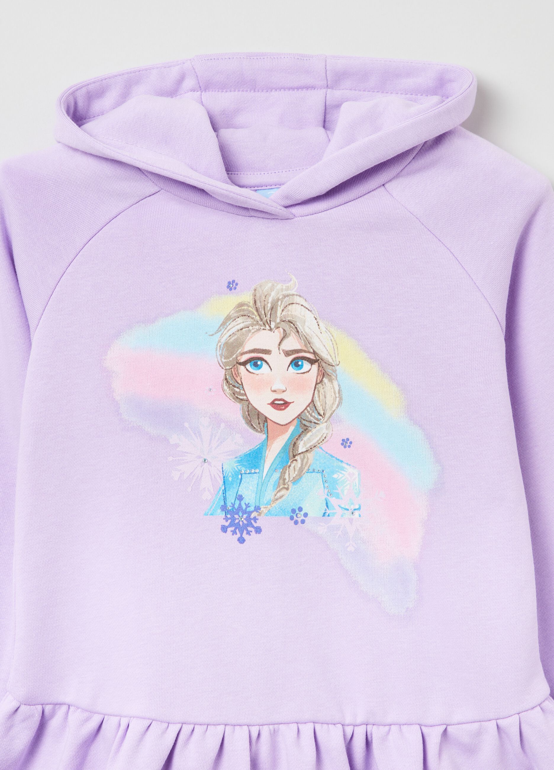 Abito felpa con cappuccio stampa Disney Frozen 