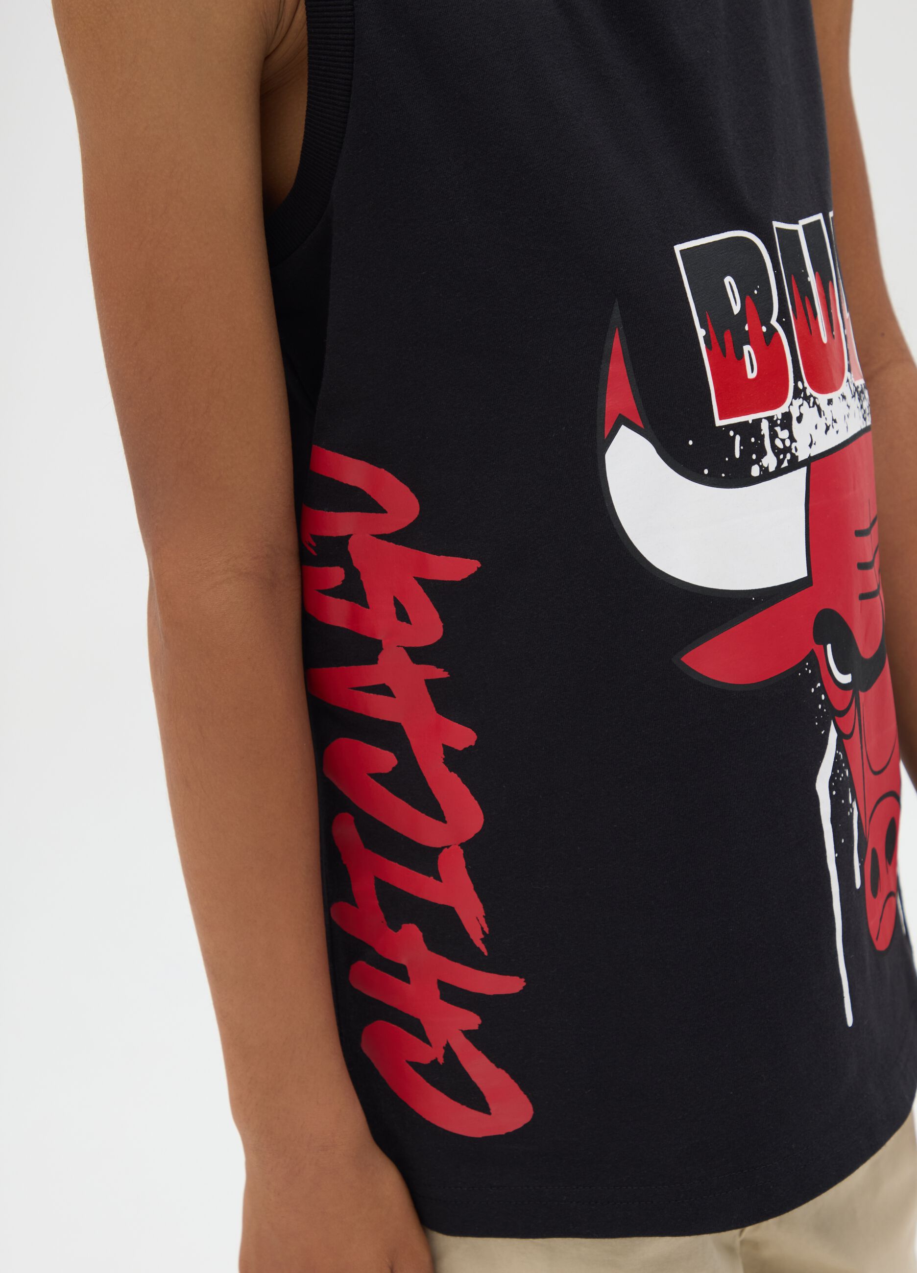 Boys' pure cotton black tank top regular fit