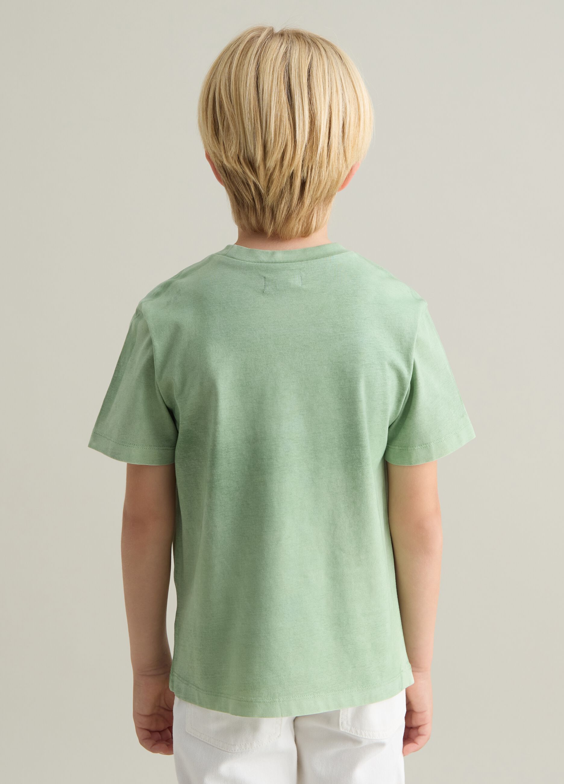 Green regular fit pure cotton kids' t-shirt
