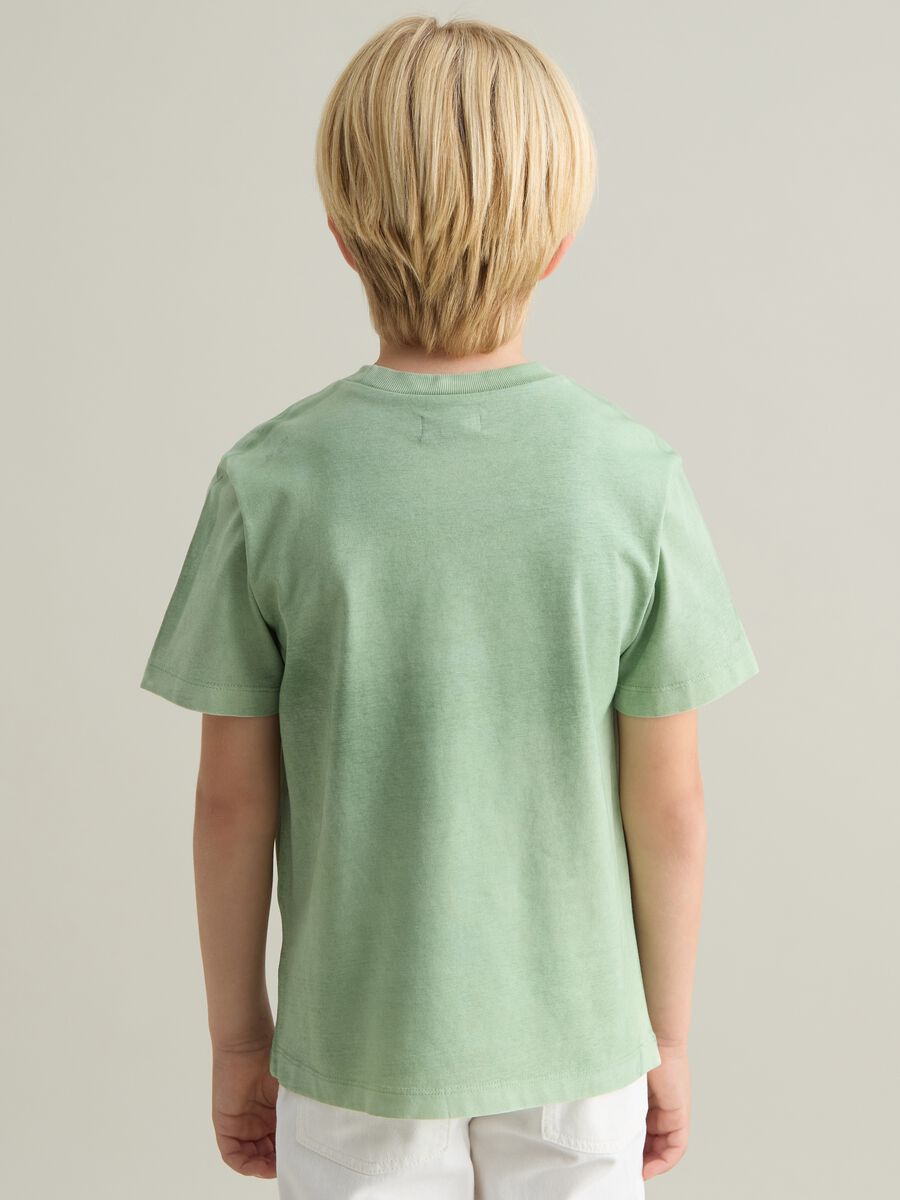 Green regular fit pure cotton kids' t-shirt_2