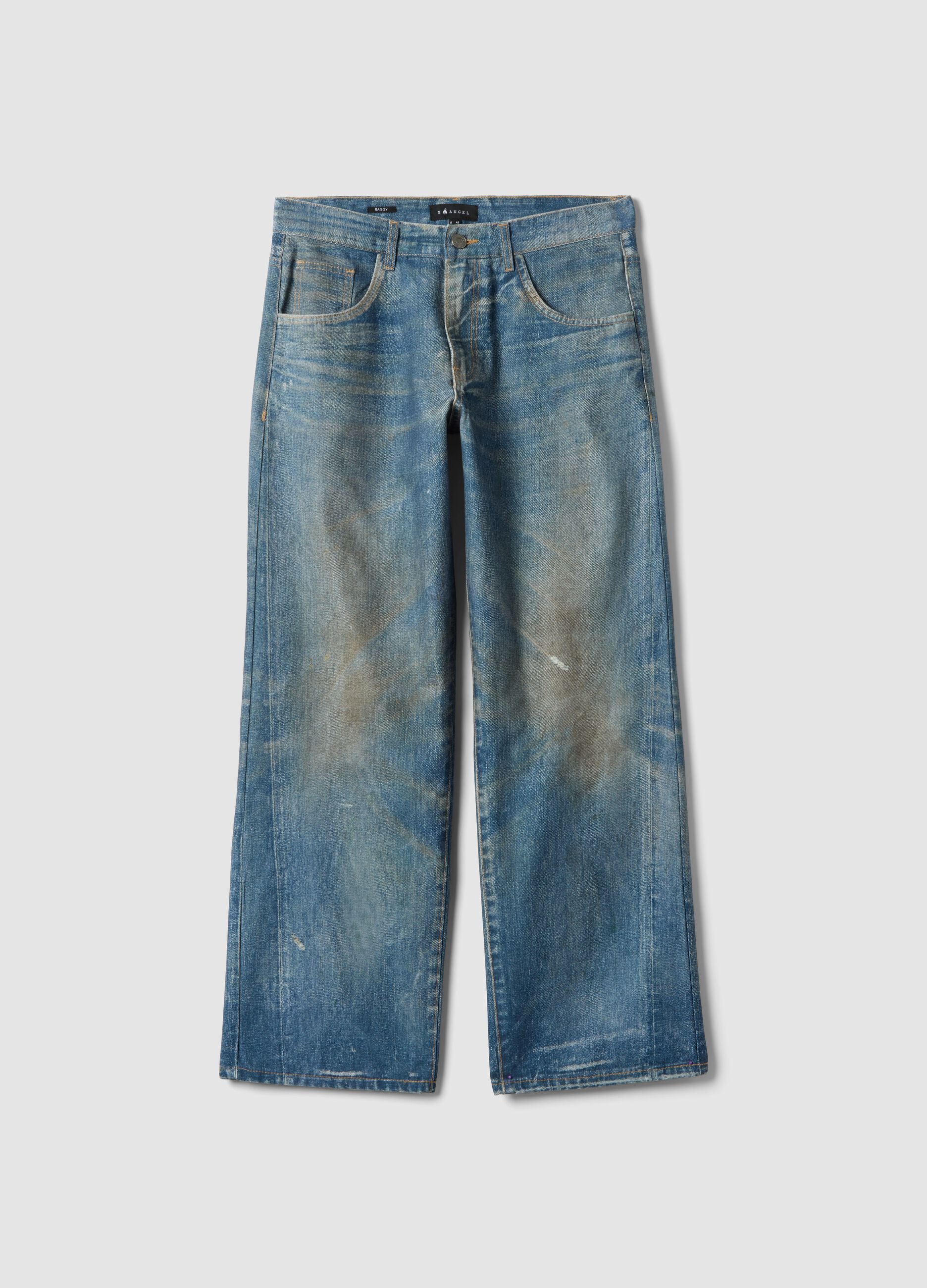Jeans baggy in puro cotone denim con stampa vintage
