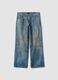 Jeans baggy in puro cotone denim con stampa vintage_4