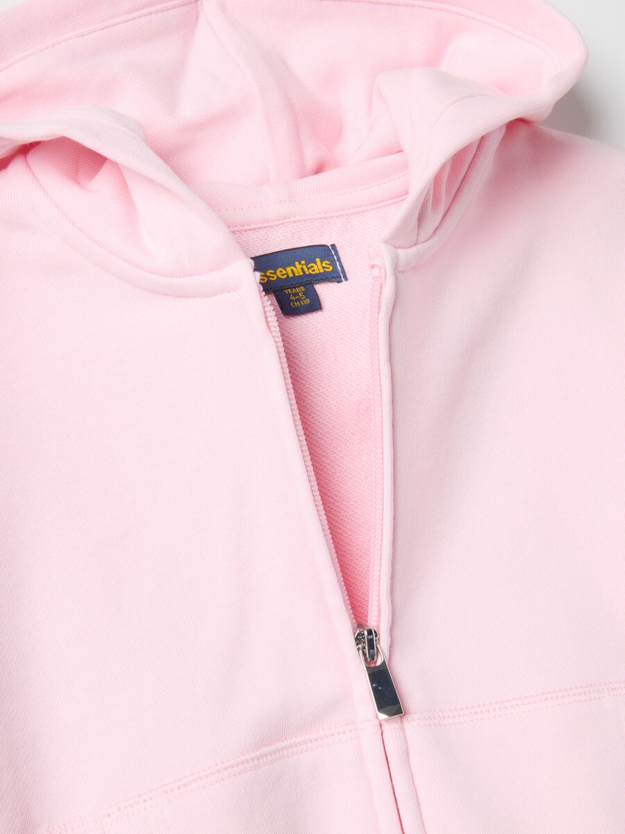 Girl's pink hoodie with zip in pure cotton regular fit_2