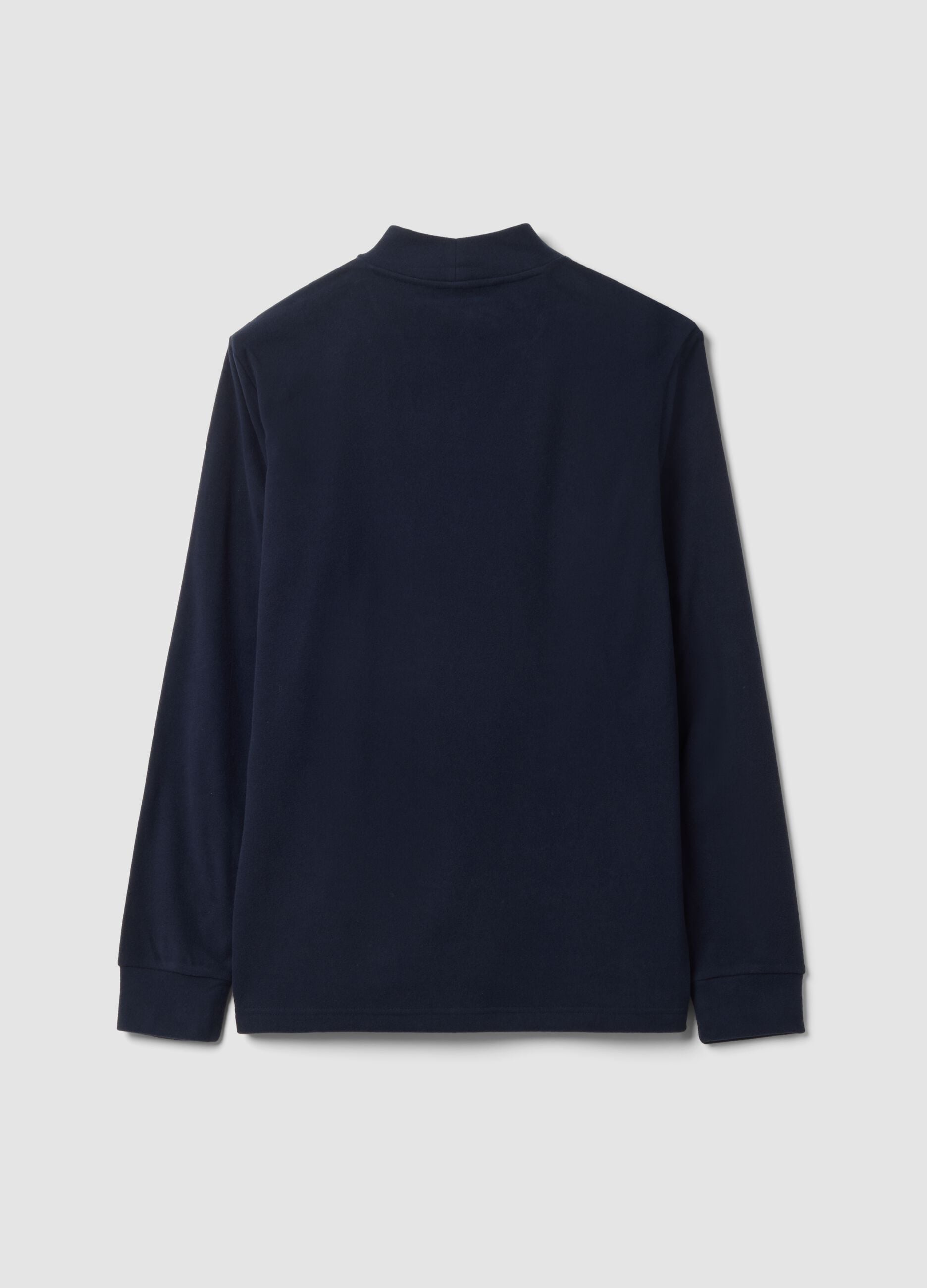 Blue stretch-fabric top with high neck