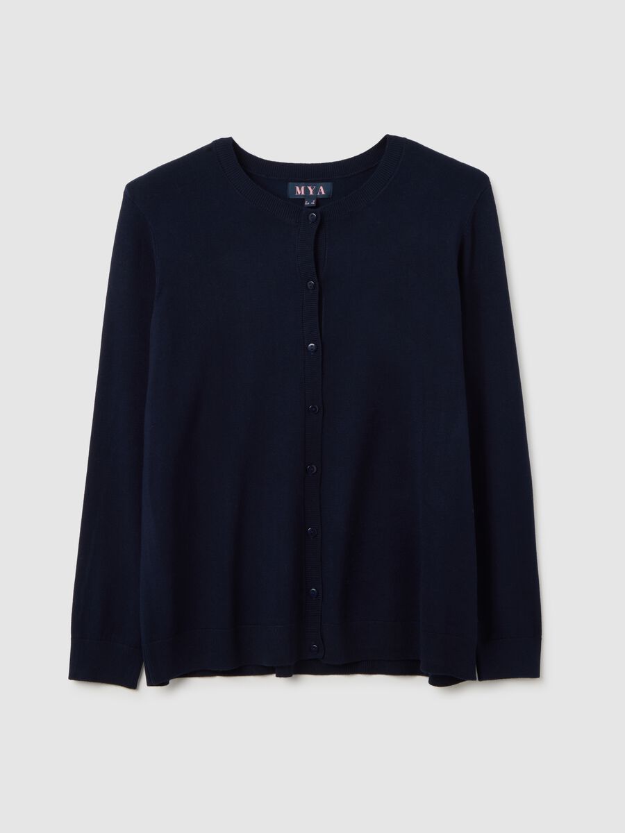 Cardigan blu con bottoni_0