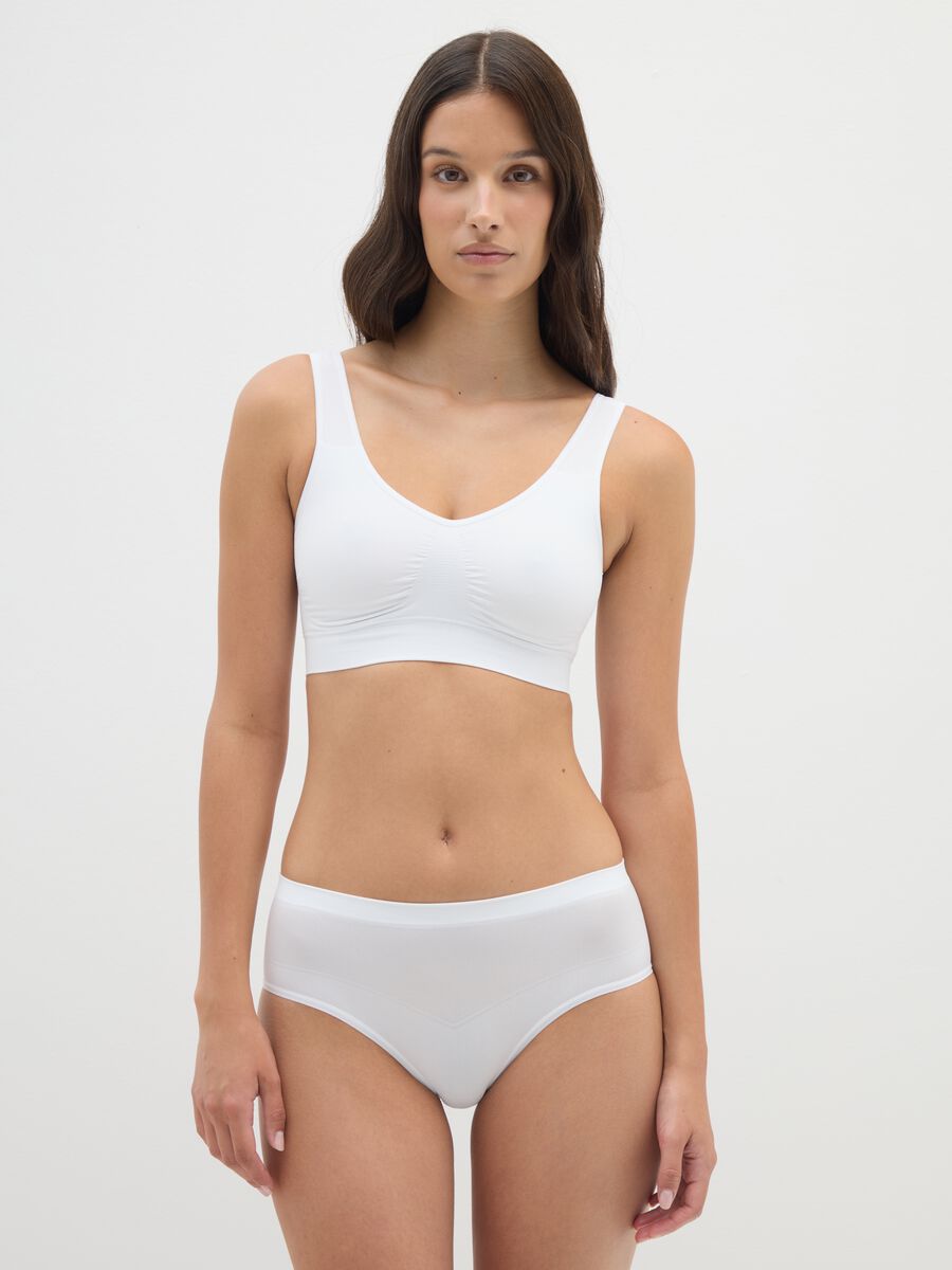 White Stretch Fabric Sports Bra_1
