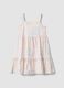 White and pink pure cotton girls&rsquo; dress, regular fit with printed pattern_0