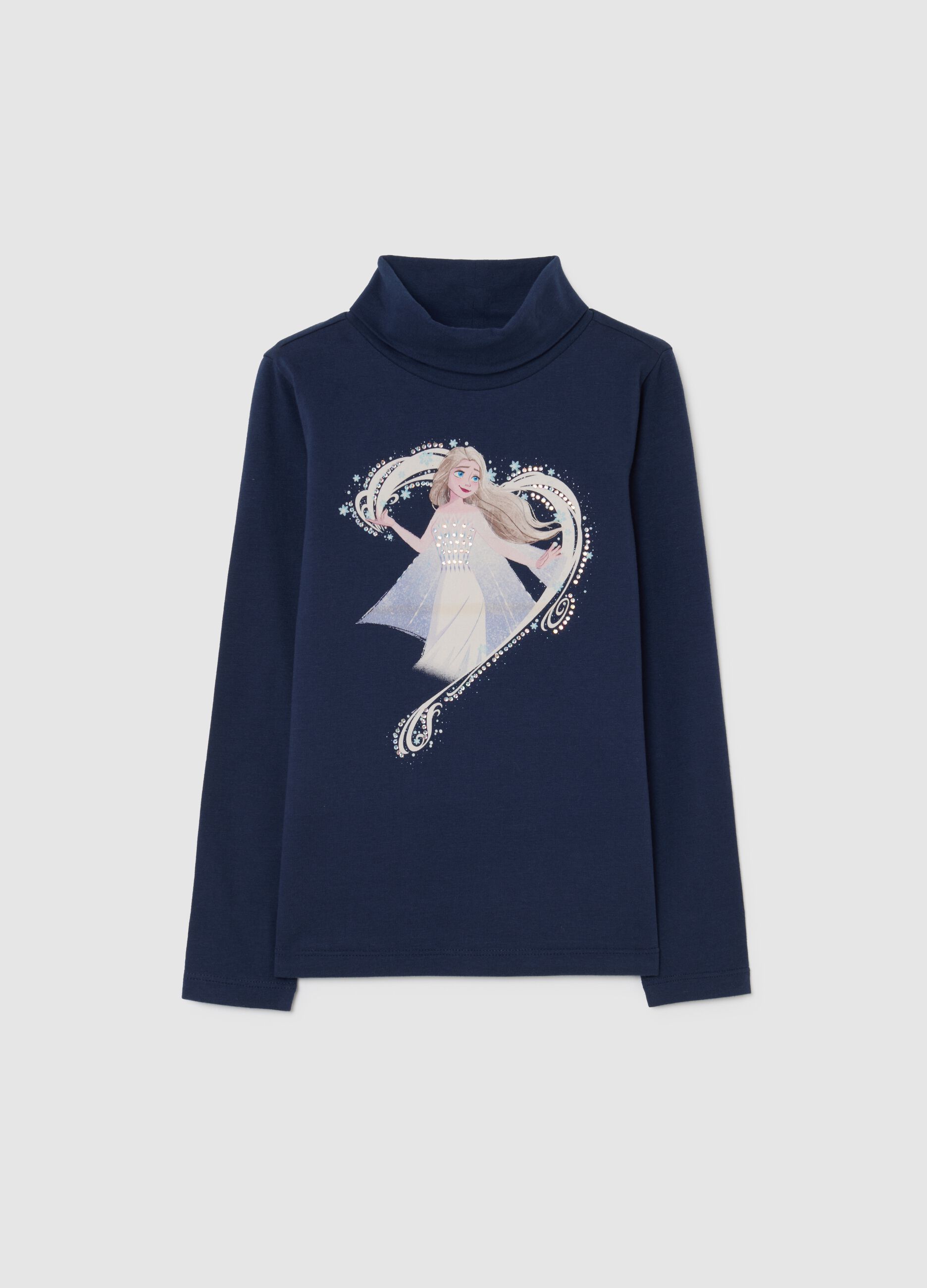 Girls' blue cotton regular fit T-shirt with print