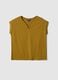 Yellow pure cotton regular fit V-neck T-shirt_4