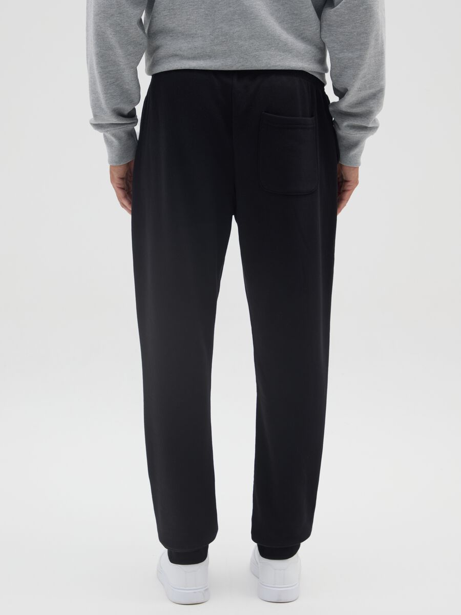 Black cotton blend joggers, regular fit_2