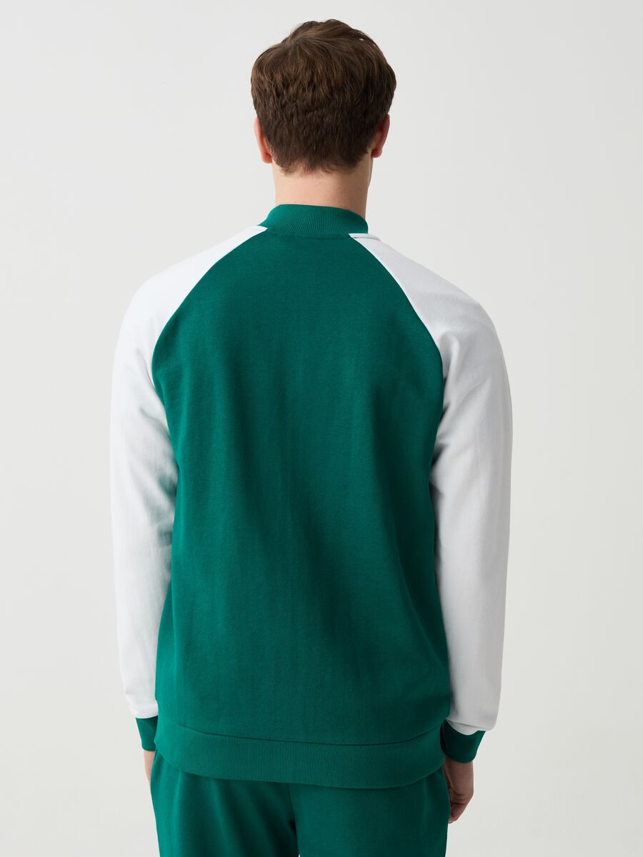 Full-zip sweatshirt in two-tone fleece with logo embroidery_2