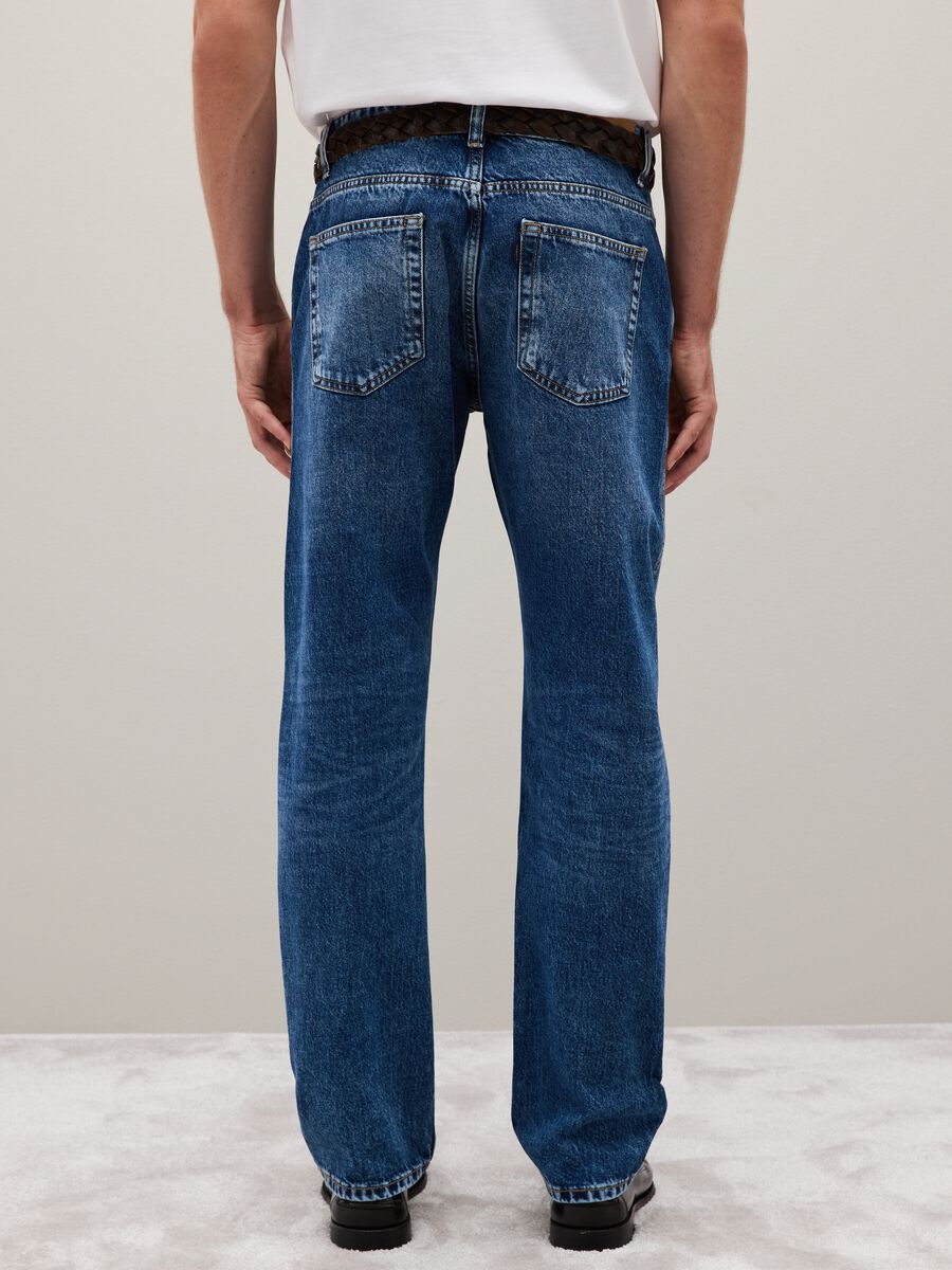 Blue pure cotton jeans regular fit_3