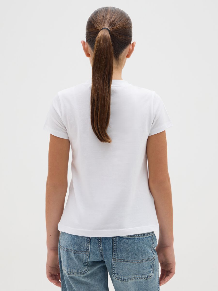 T-shirt da ragazza in puro cotone bianca regular fit con scritta_1