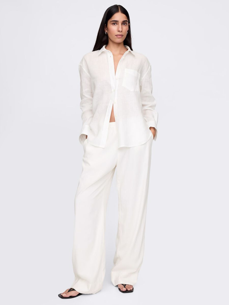 Wide white shirt in 100% linen_1