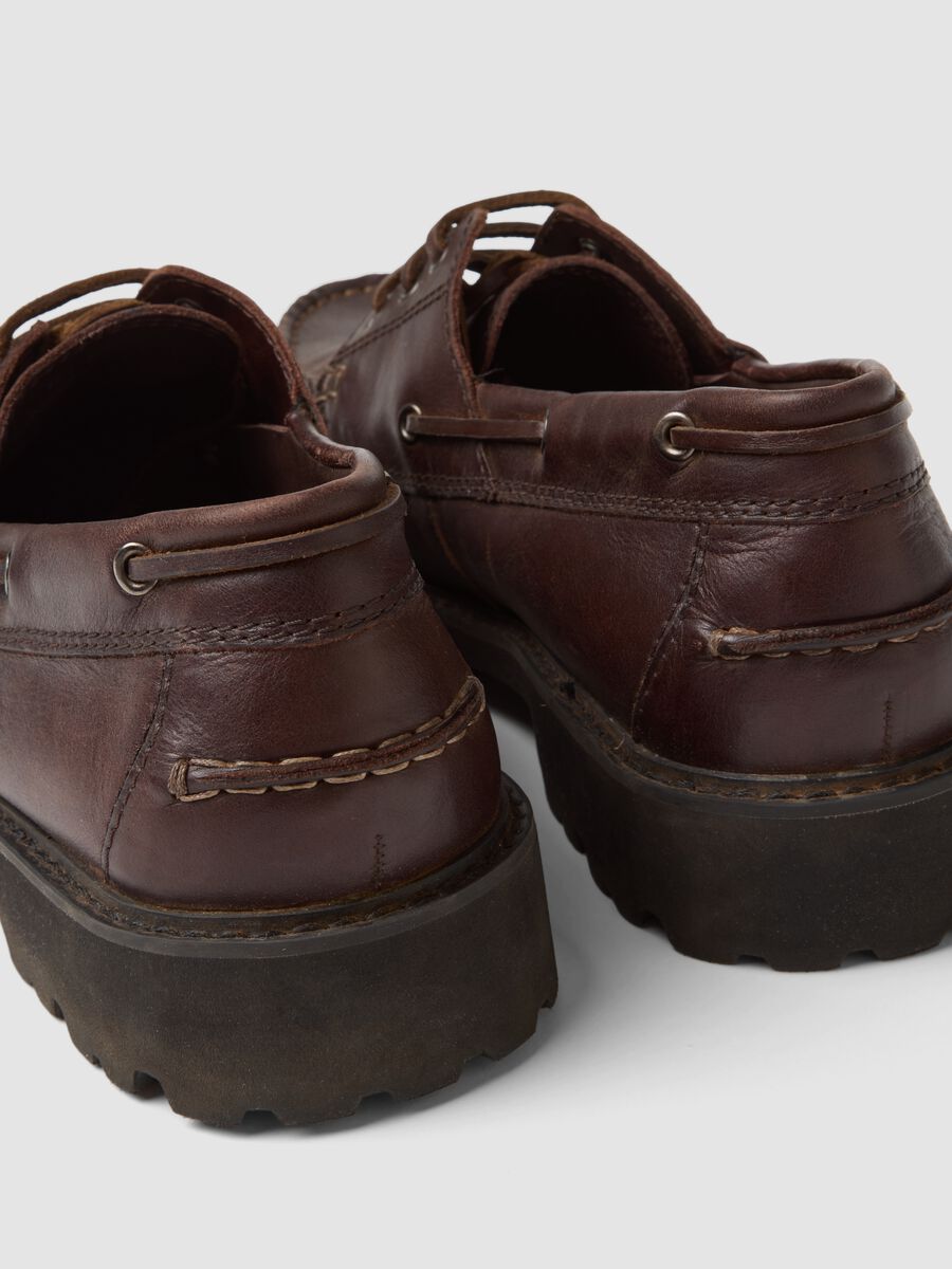 Scarpe casual marroni in vera pelle con lacci_2