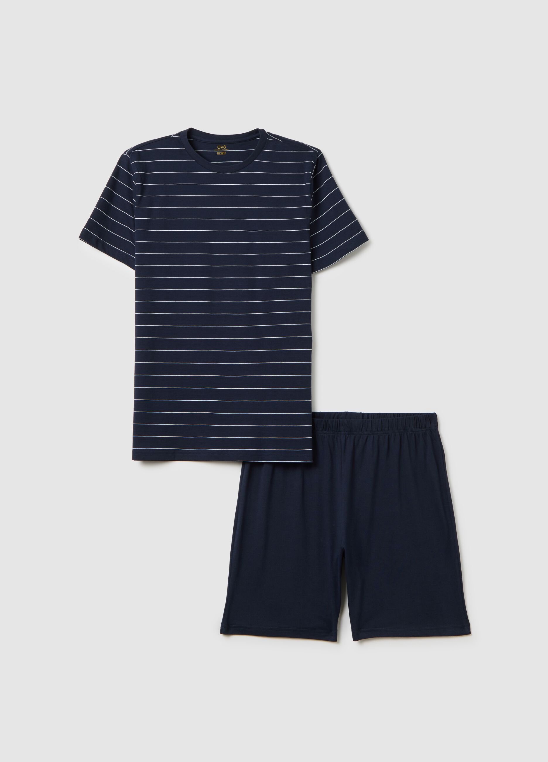 Short Blue Striped Cotton Pyjamas