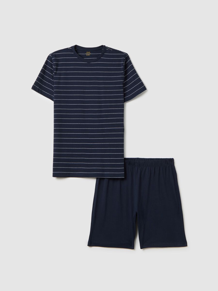 Short Blue Striped Cotton Pyjamas_4