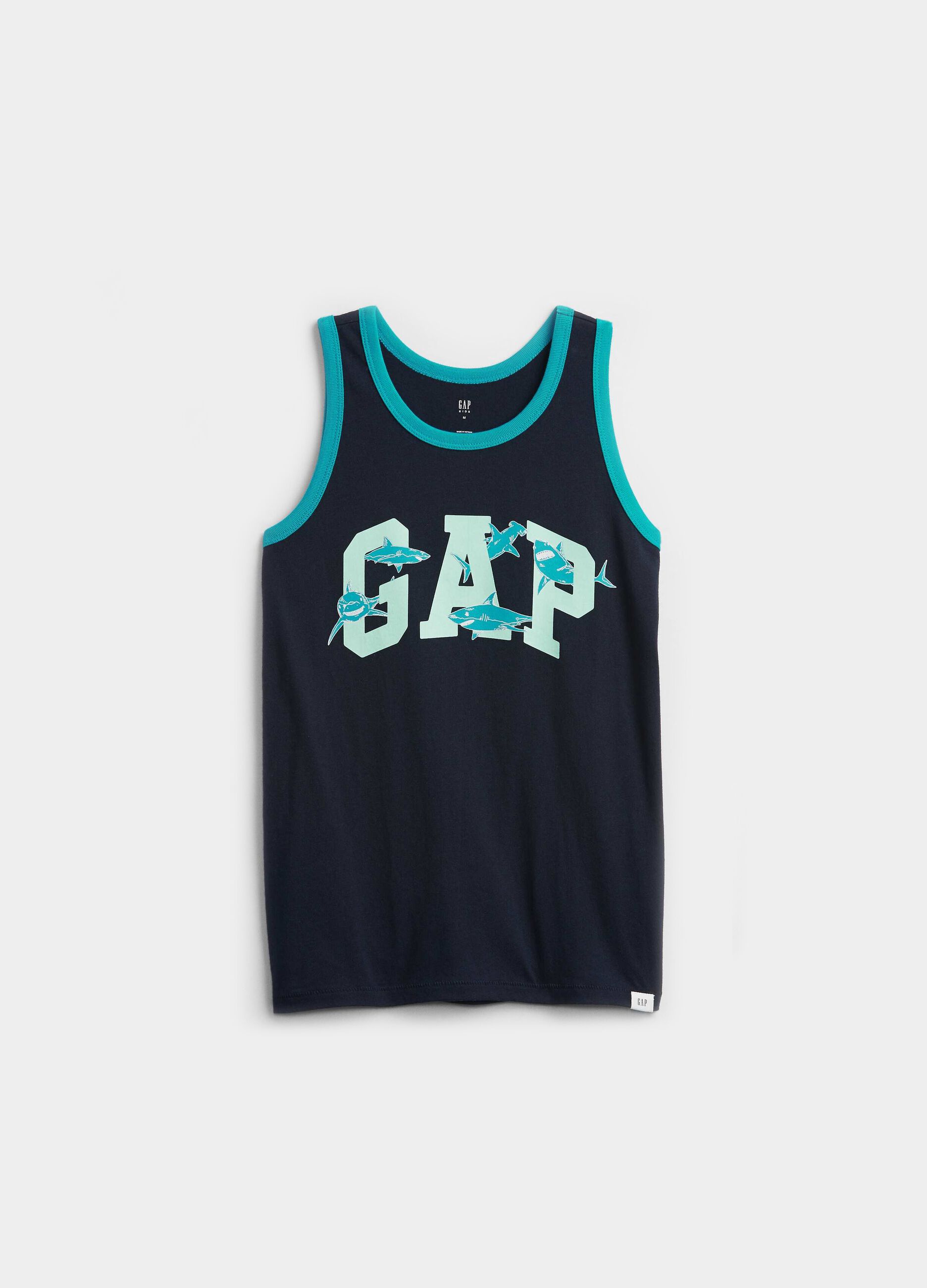 Tank top with logo and sharks