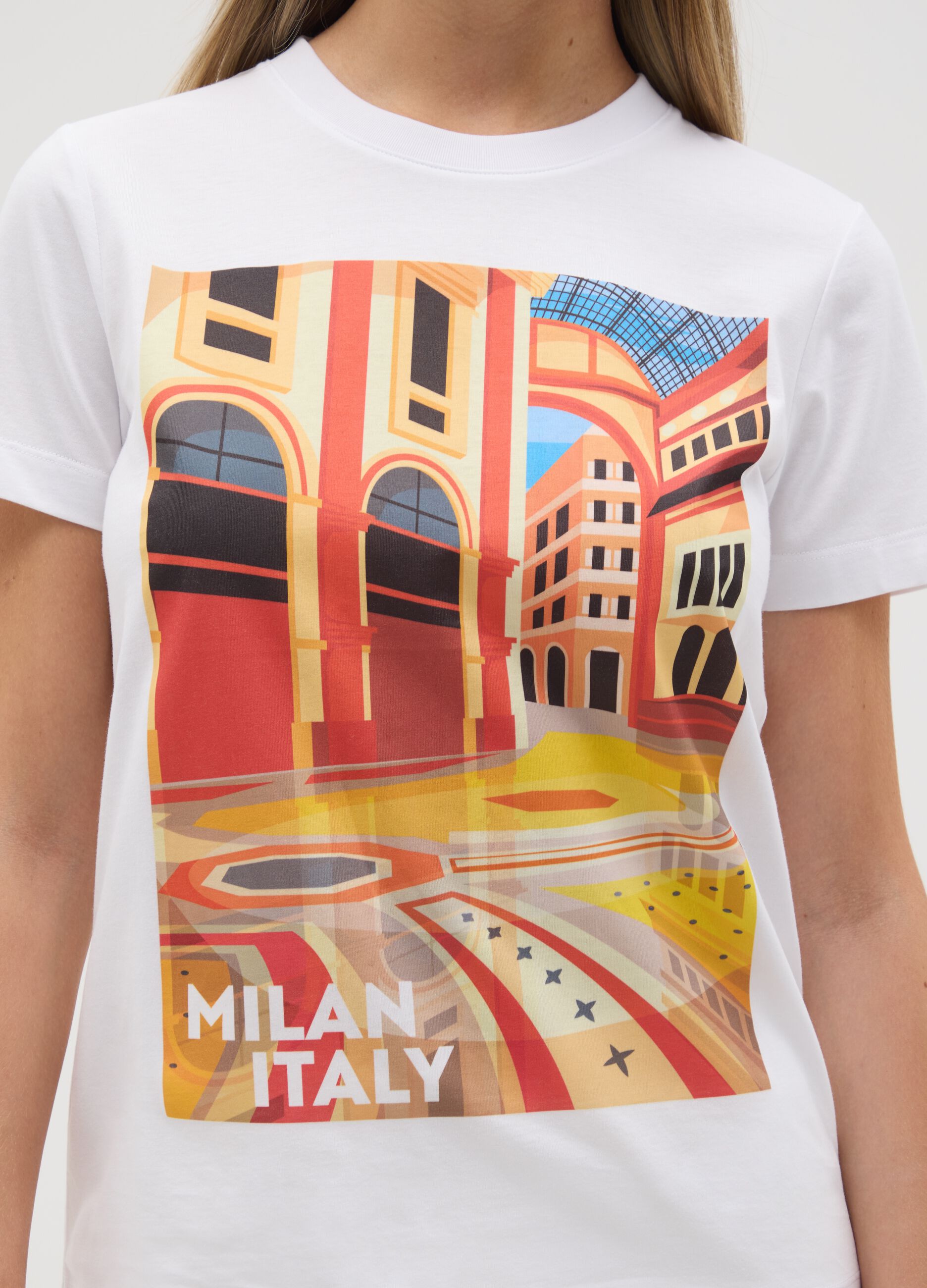 Women's pure cotton white regular fit T-shirt