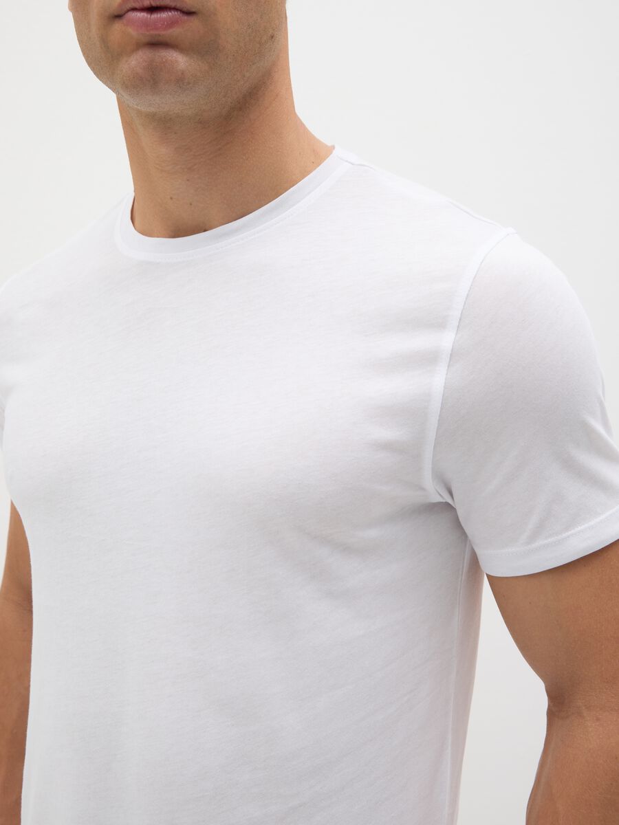Men's pure cotton white regular fit T-shirt_2