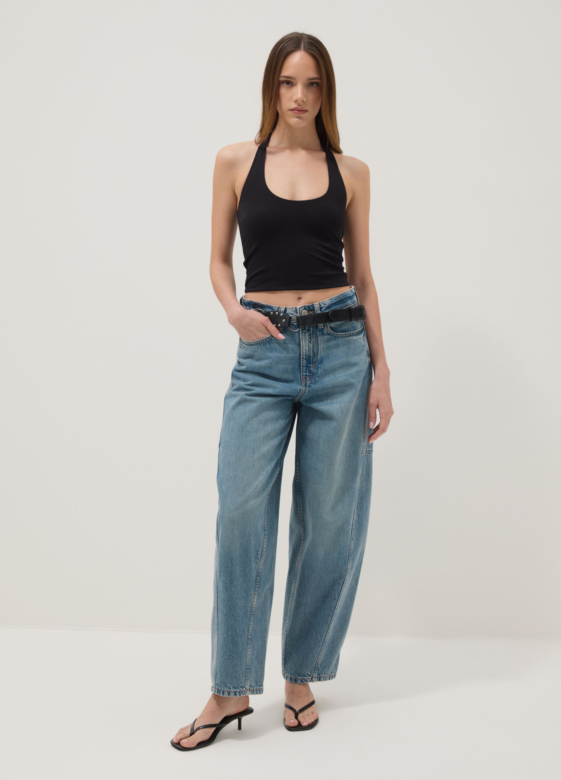 Black stretch cotton top