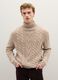Beige Regular Fit Turtleneck Sweater with Cable Design_2