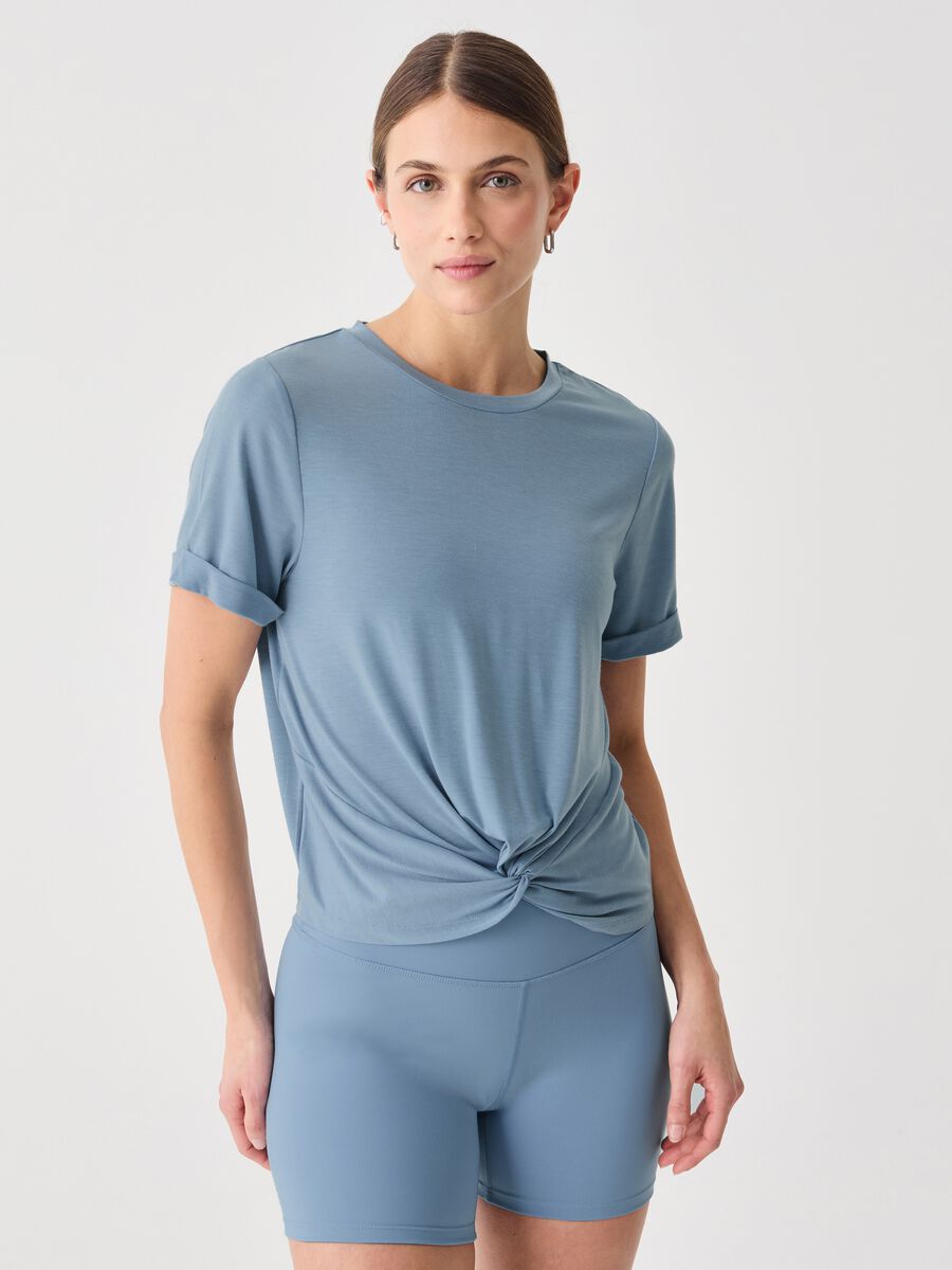 ALTAVIA STUDIO technical fabric T-shirt with knot_0